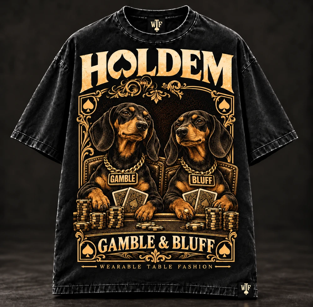 Gamble and Bluff dachshund poker shirt